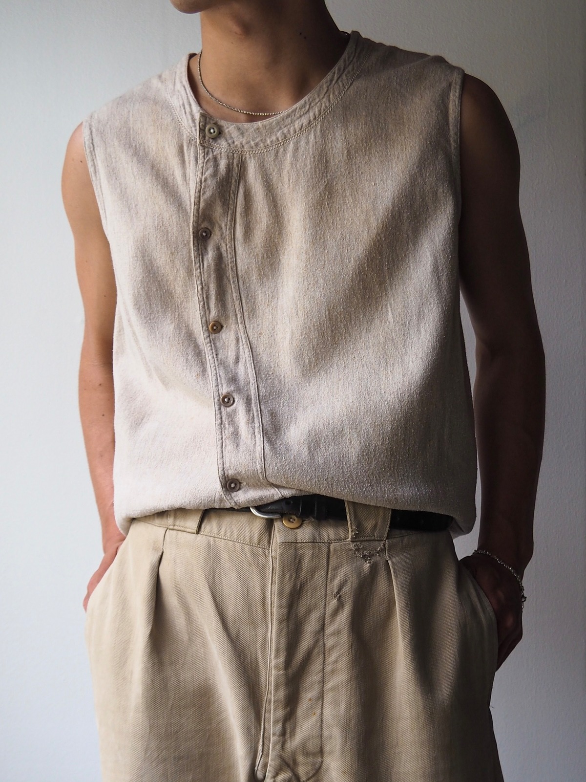 1940-50s French Light Wool Farmers Vest | 