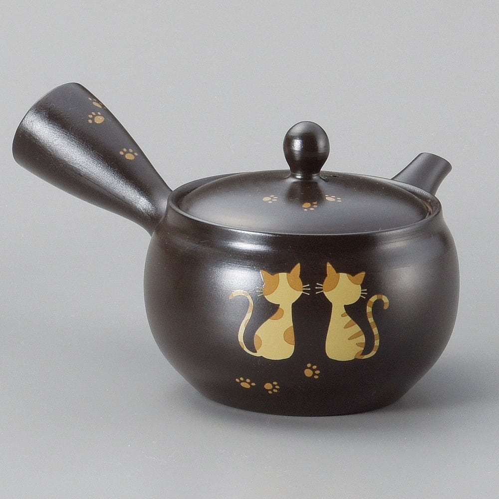 猫急須(常滑焼晶光黒浅ツボ猫) | マスノヤ衣料品店・マスノヤ猫雑貨店