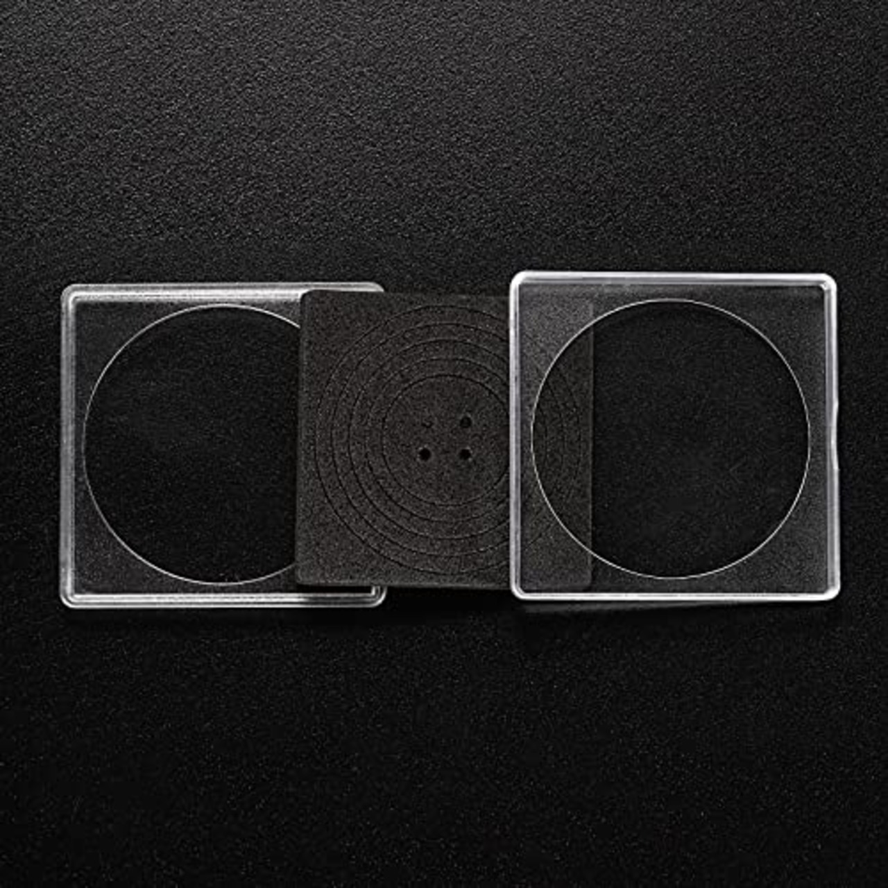 PATIKIL コインスナップホルダー 20個 コインケース収納 正方形 発泡ガスケット付き 適合19-39mmコレクター用 コレクション用品 クリア 黒