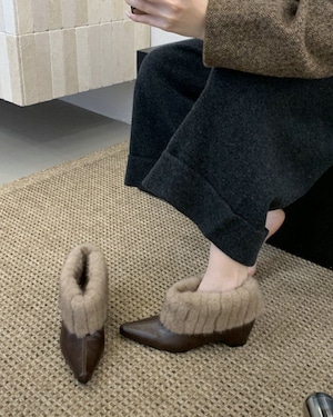 エコファーポインテッドトゥアンクルシューズ 3color A0820