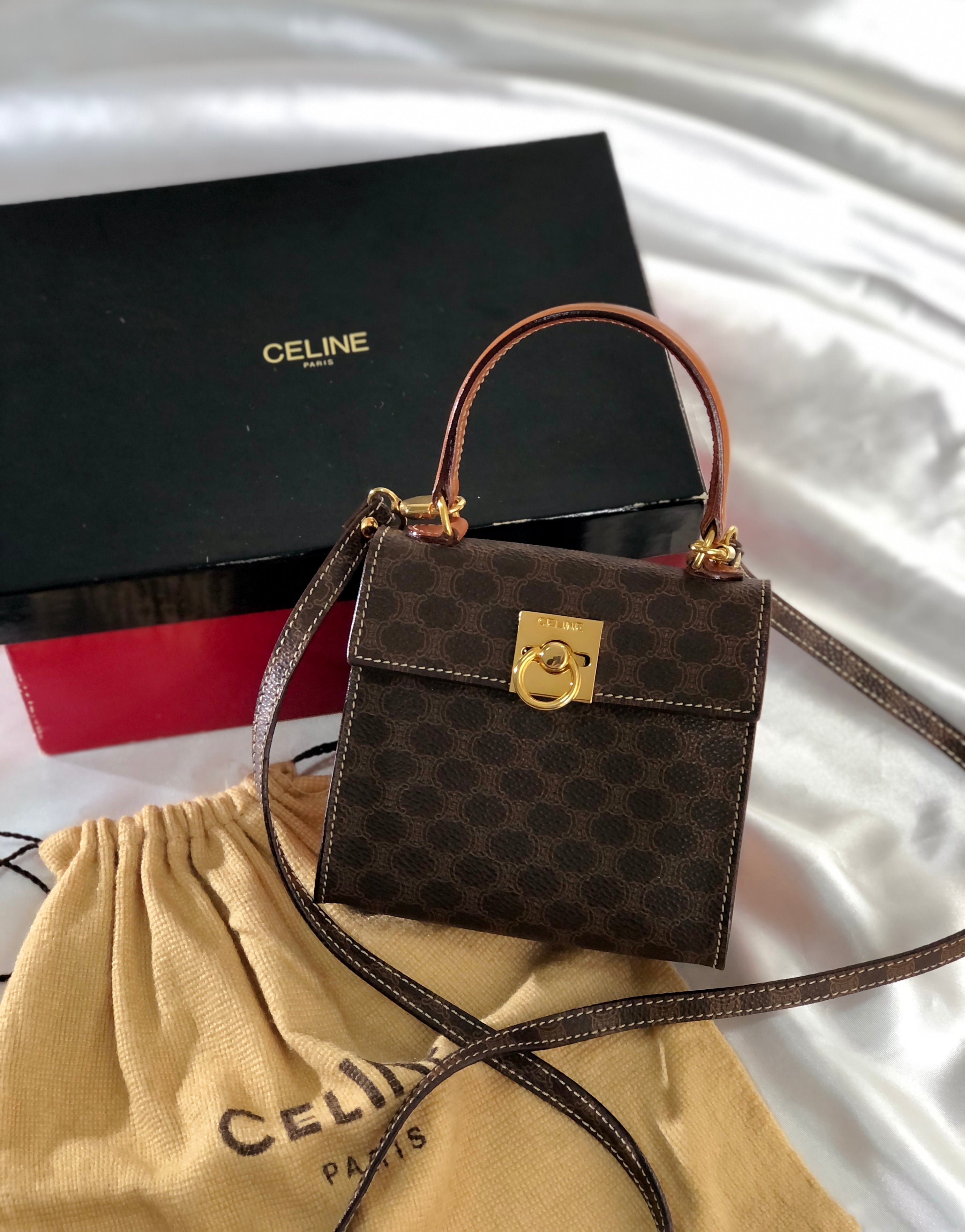 CELINE セリーヌ マカダム ミニ トート ハンドバック レザー PVC