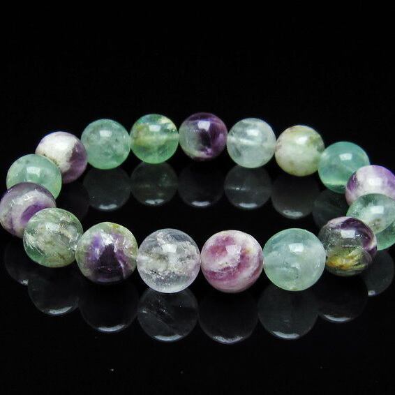 エンジェルフェザー フローライト ブレスレット 12mm 一点物  おまかせ便 111-28867
