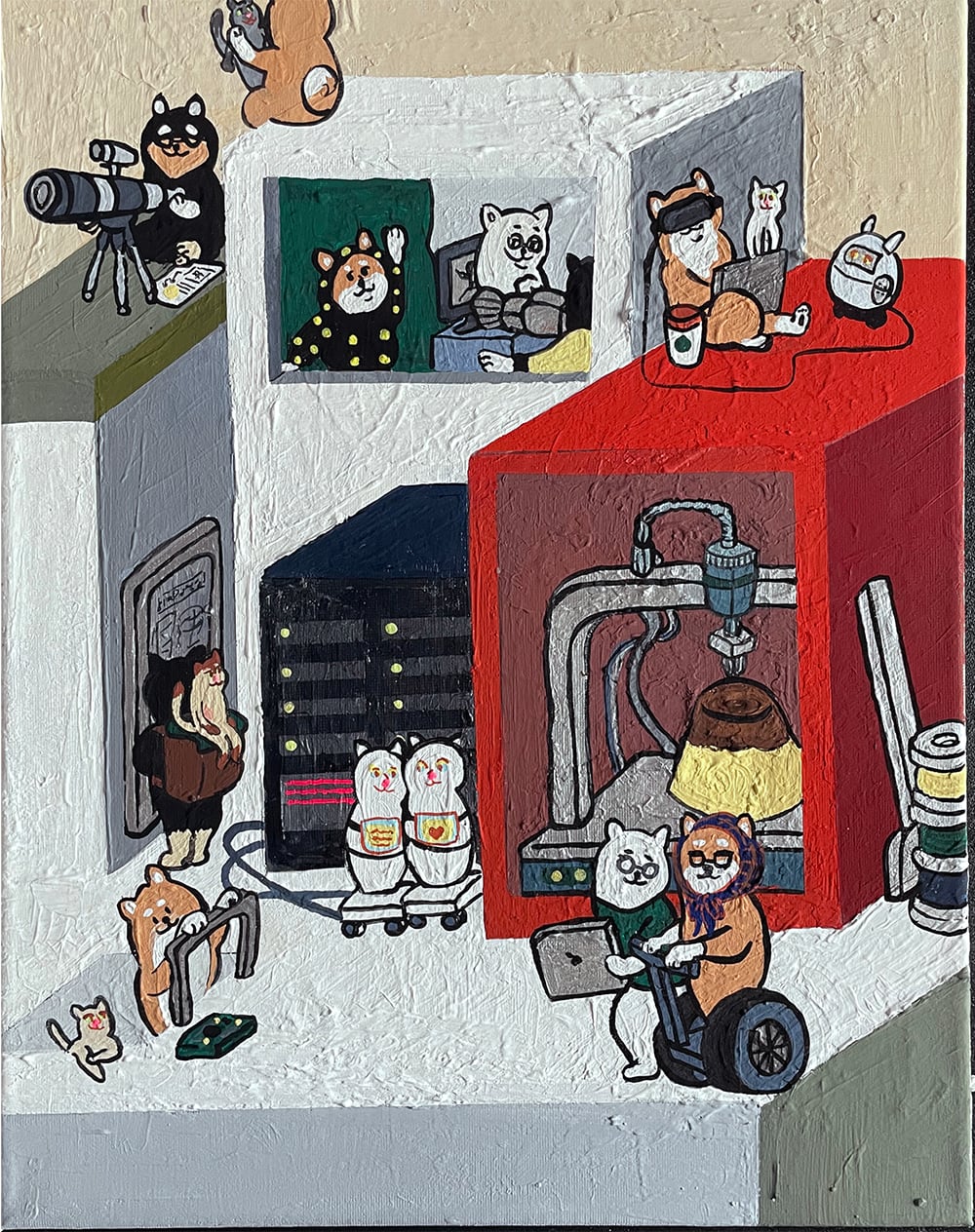 【原画:6号】プリンと柴犬の博士達(Pudding & the Shiba Doctor)