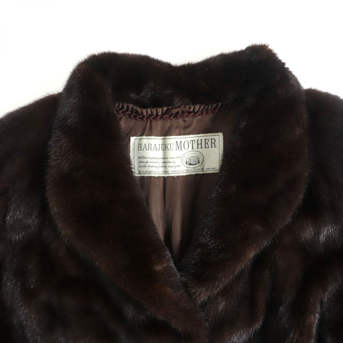 HARAJUKU MOTHER 毛皮 ハーフコート ミンク ブラウン系 13号 アウター ファーコート レディース HARAJUKU MOTHER ミンク毛皮ハーフコートブラウン