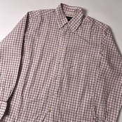 NEW YORKER ニューヨーカー チェック柄 BD 長袖シャツ M/ホワイト レッド