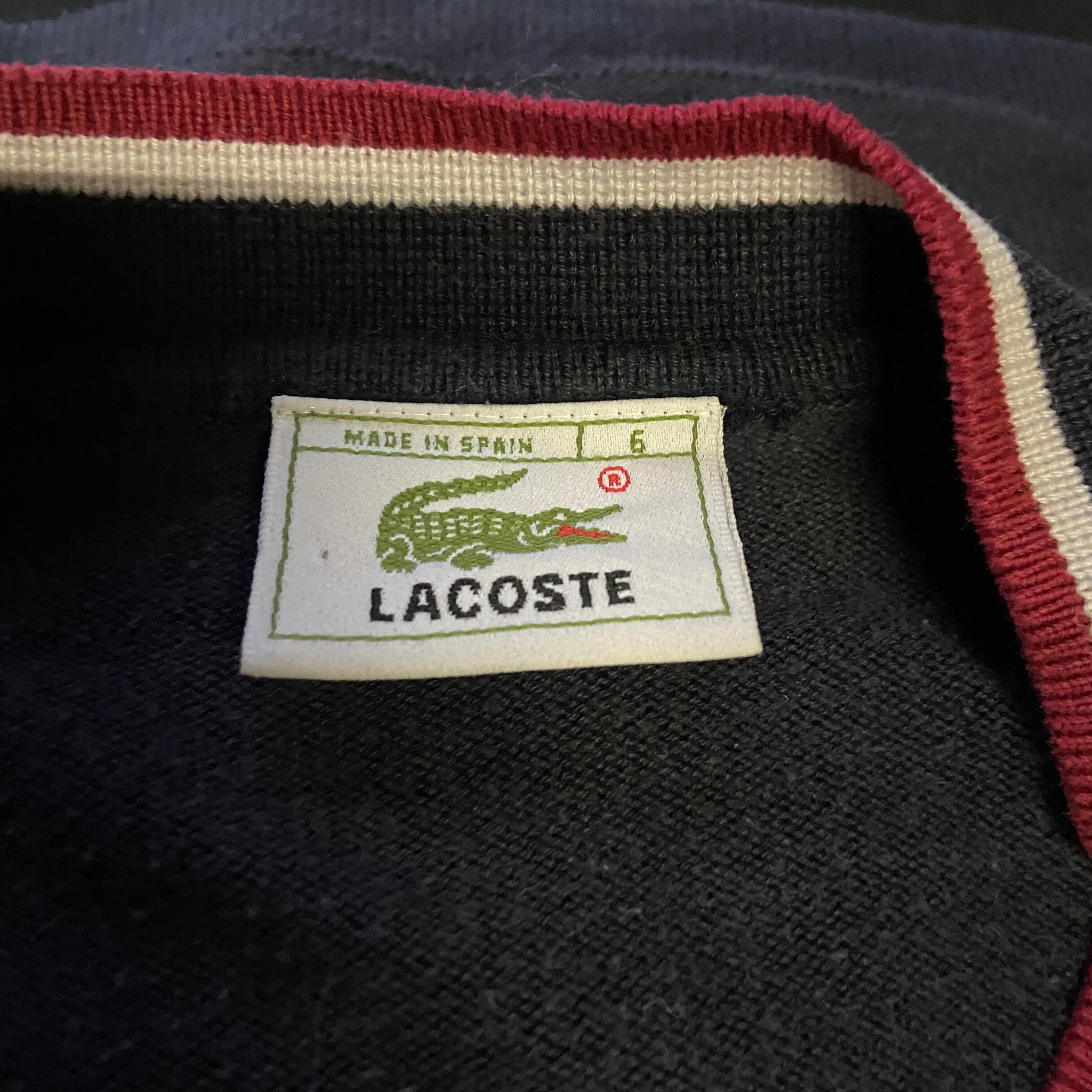 80年代 ラコステ LACOSTE CHEMISE Vネック アクリルニットセーター スペイン製 メンズXXL ヴィンテージ /eaa368238