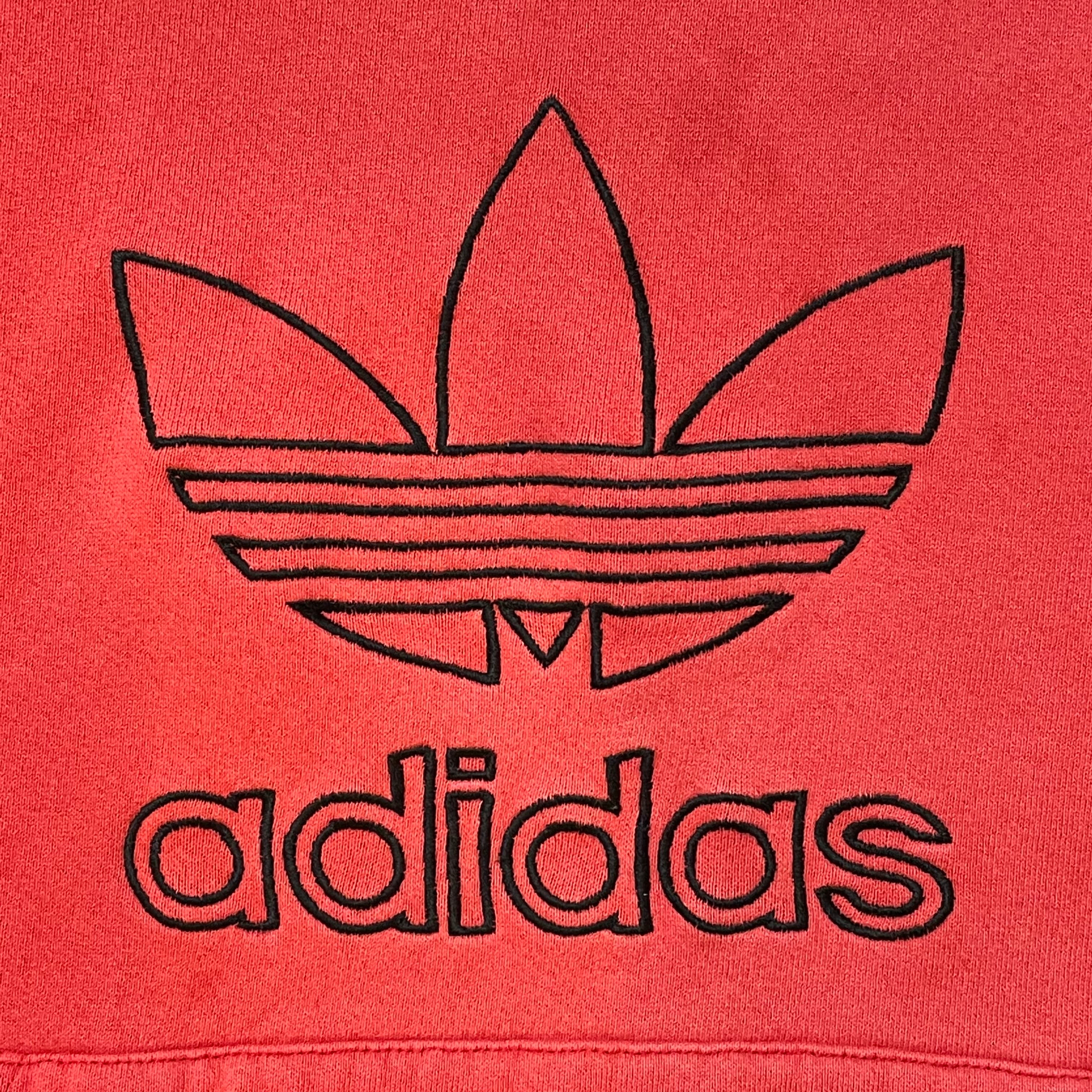 adidas】80s USA製 トレフォイル 刺繍ロゴ 万国旗タグ プルオーバー 肉