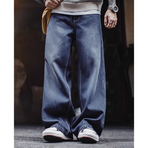 ワイドレッグカジュアルデニムパンツ 220419