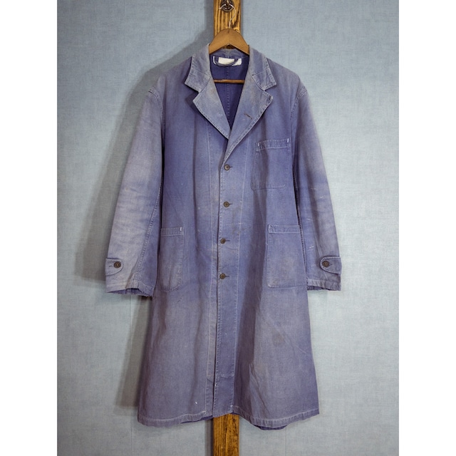【1950s】"French Work" Blue Cotton Twill Atelier Work Coat
