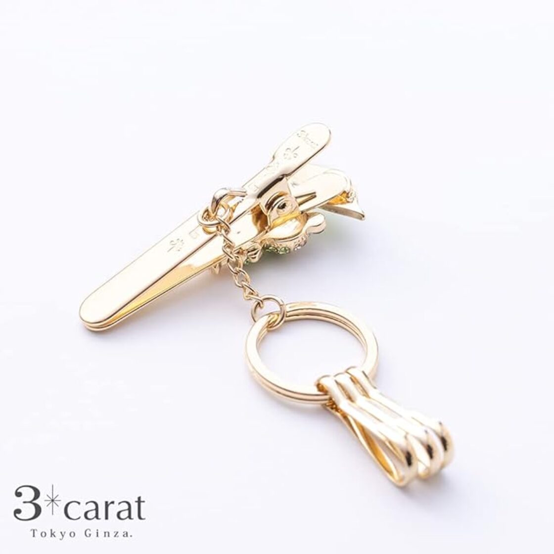 3 carat] バッグキークリップ カエルの雨宿り 蛙 グッズ 