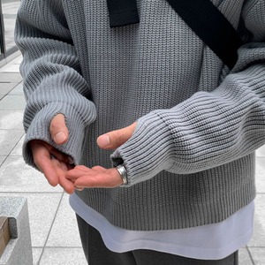 シンプルラウンドネックニット　MT0080386