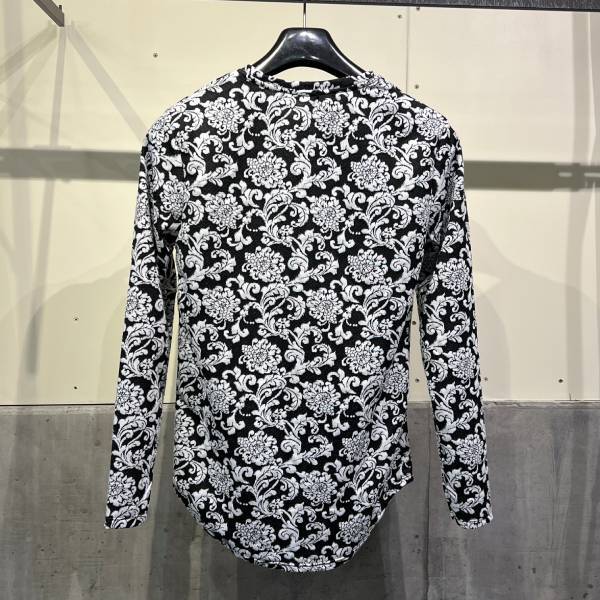 Fetico フラワープリントトップス フラワー柄プリント ストレッチカットソー 長袖 プルオーバー