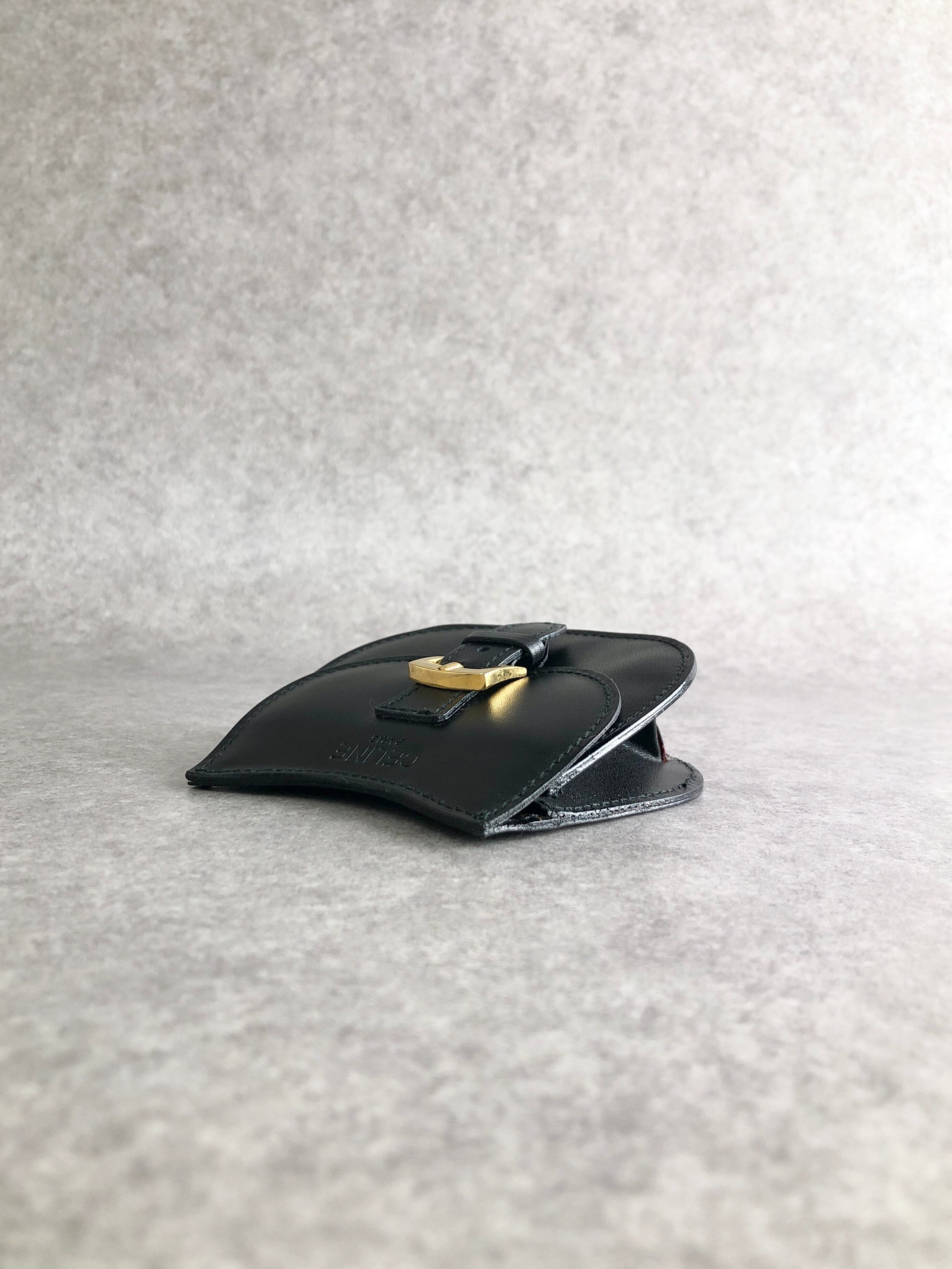 CELINE セリーヌ コインケース ブラック フロントバックル レザー