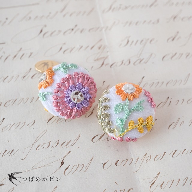 サリーボーダーのクリップ◎パステルミントピンク／花D【つばめボビンのクリップシリーズ】