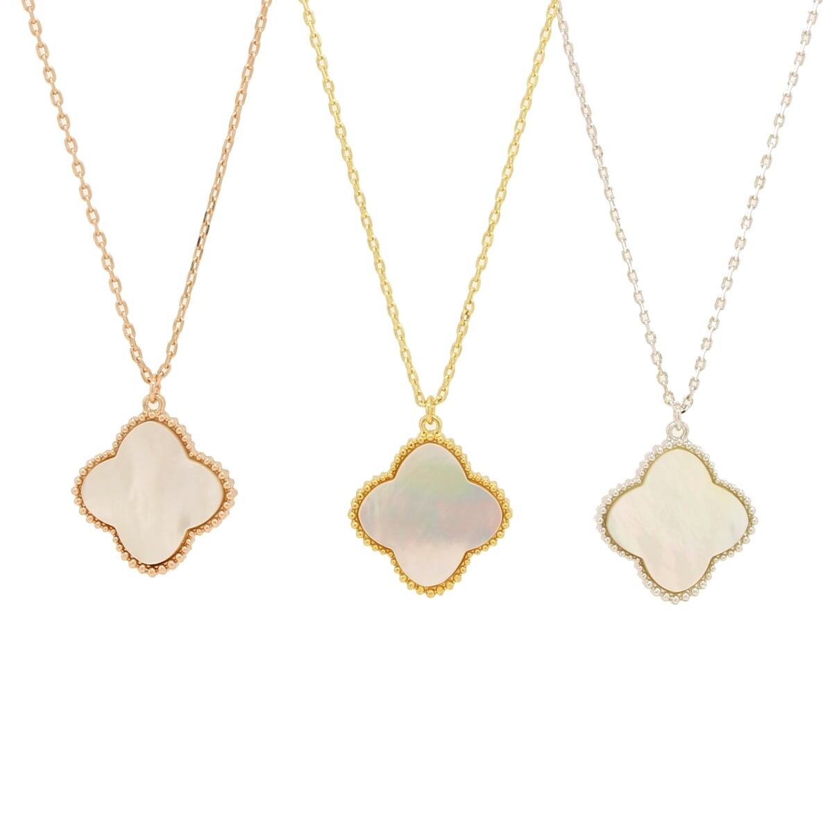 ミル黄金花 ネックレス 更に大きめ1花 22mm両面 白蝶貝 天然 シェル