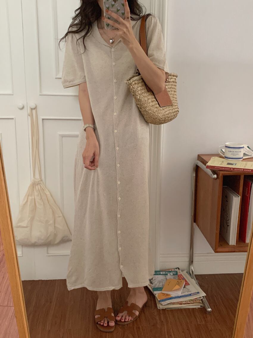 ネイビーカラーニットスカート サマールーズ薄手ソリッド スリムロングドレス 夏物 ソリッドカラー ビッグFスモールZ韓国77369945433