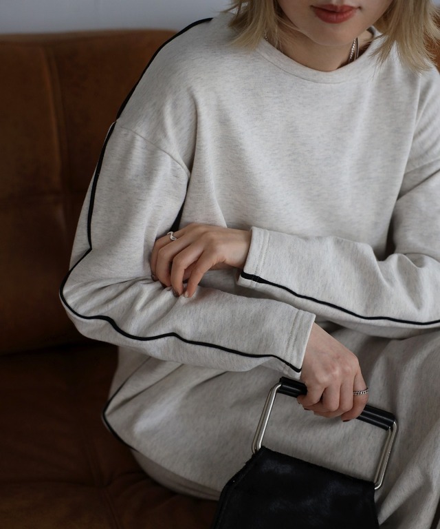 配色パイピングスウェットワンピース