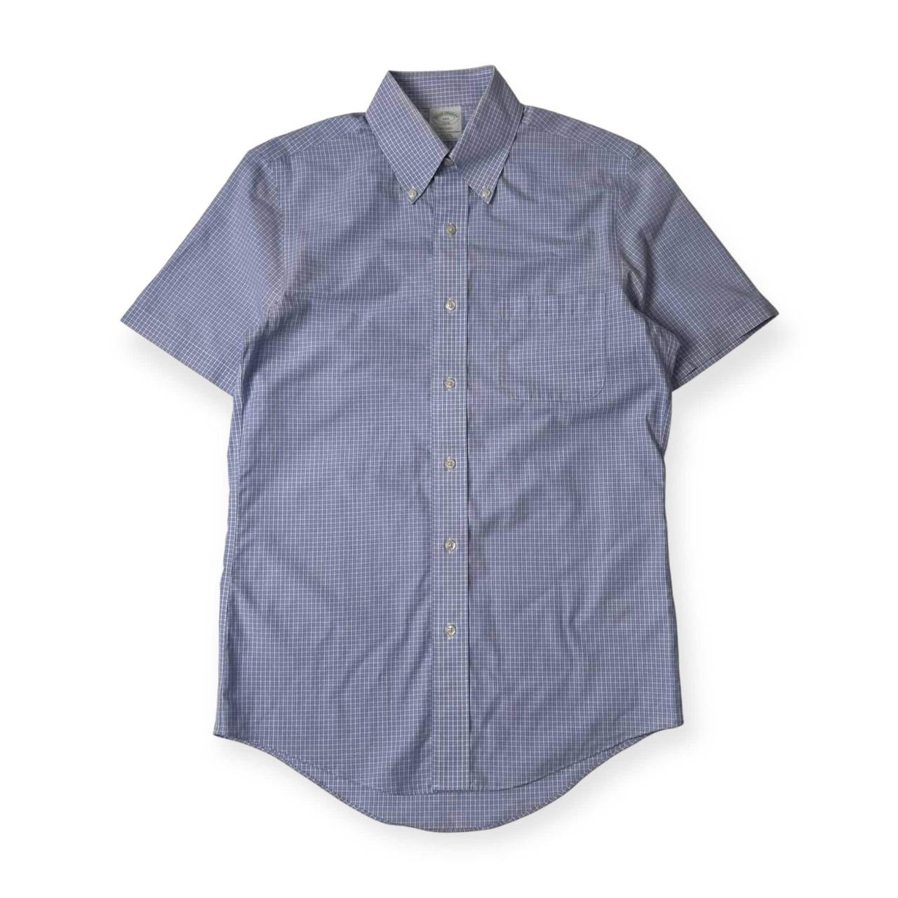 Brooks Brothers ブルックスブラザーズ NON-IRON チェック BD ボタンダウン 半袖シャツ 14 1/2 /ブルー メンズ