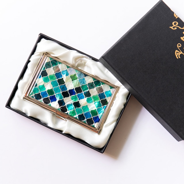 天然貝名刺カードケース（モロッカン・ラズライト）螺鈿アート｜ギフト・プレゼントにおすすめ