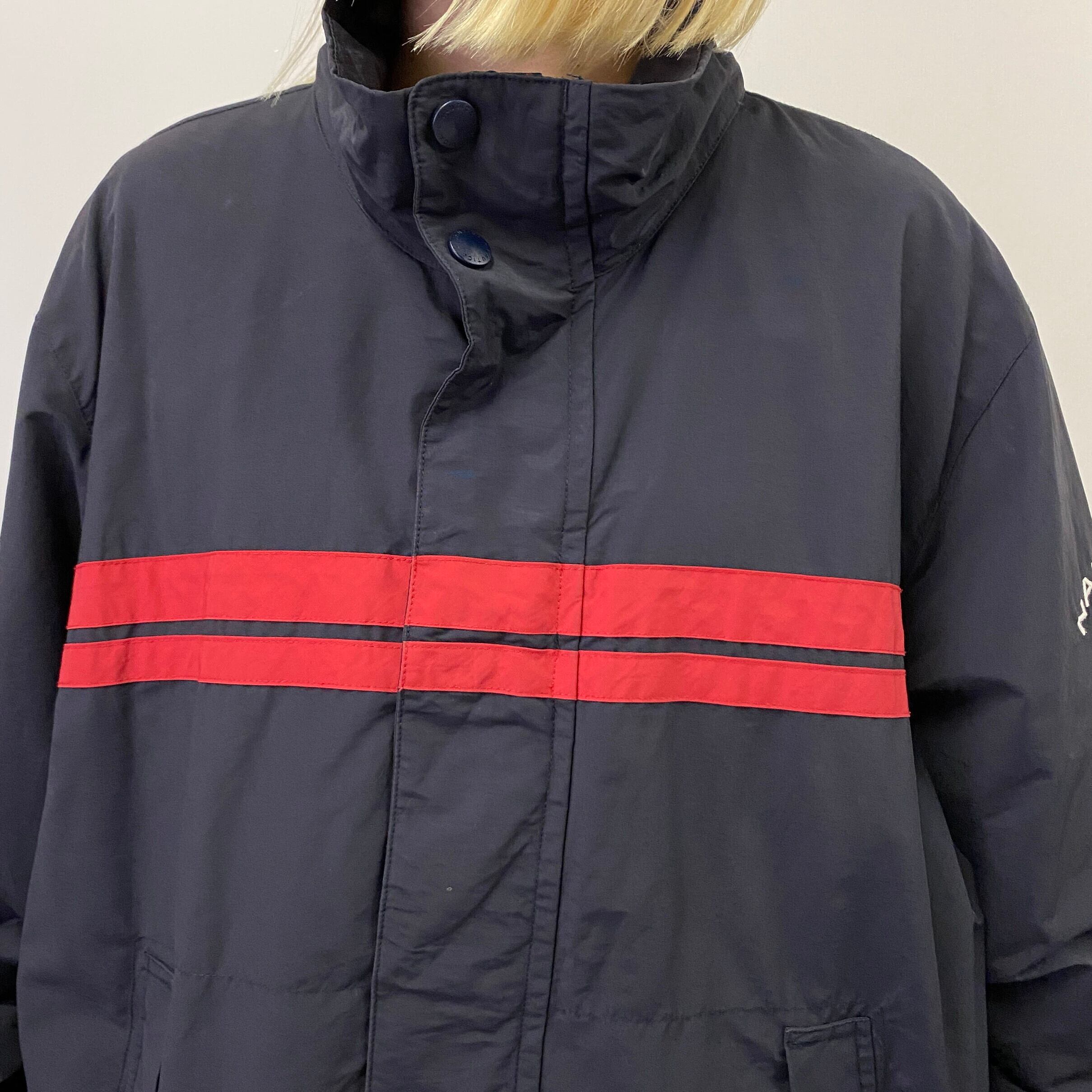NAUTICA ノーティカ 袖刺繍 ライン ハイネック コットン×ナイロン