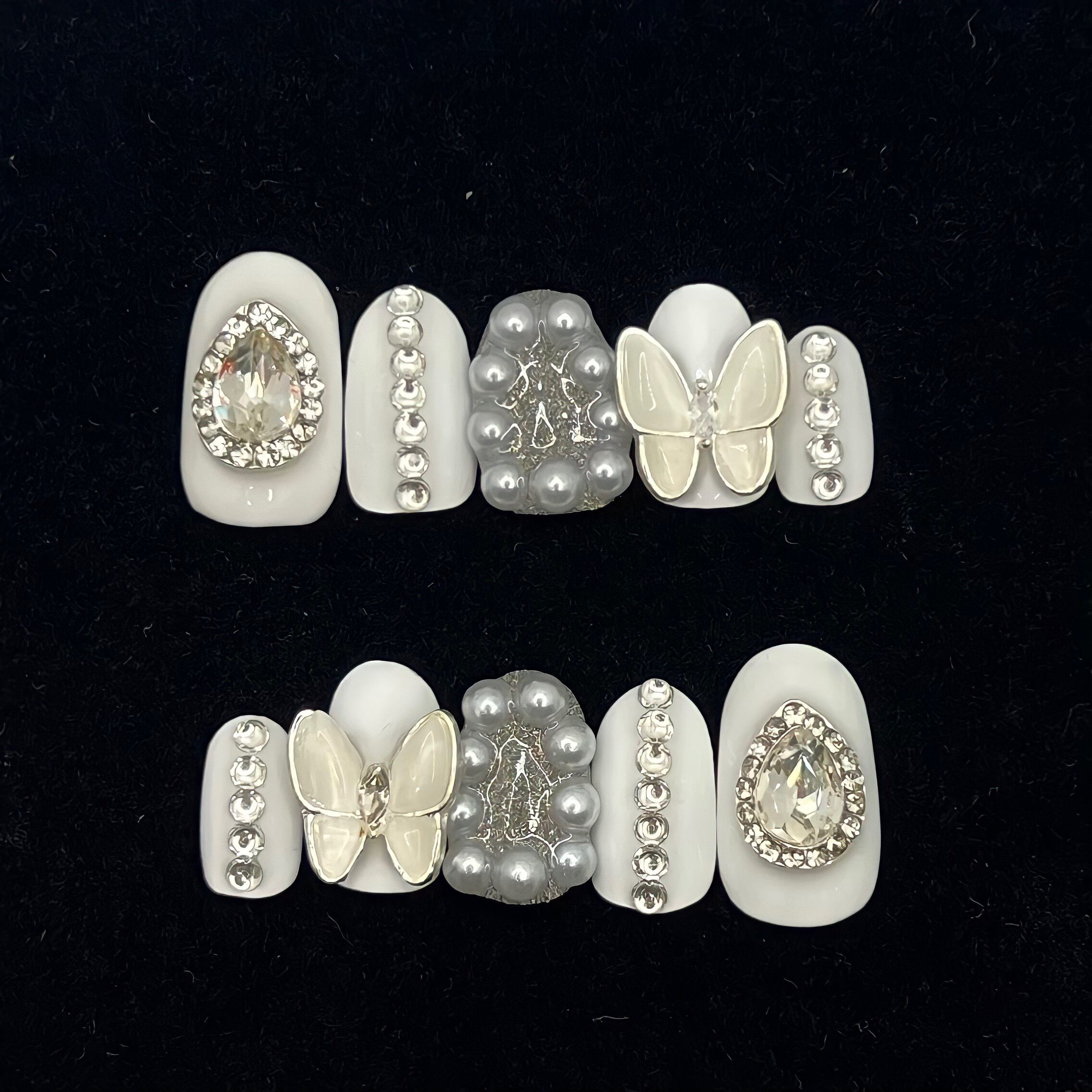 White Pearl Butterfly Design