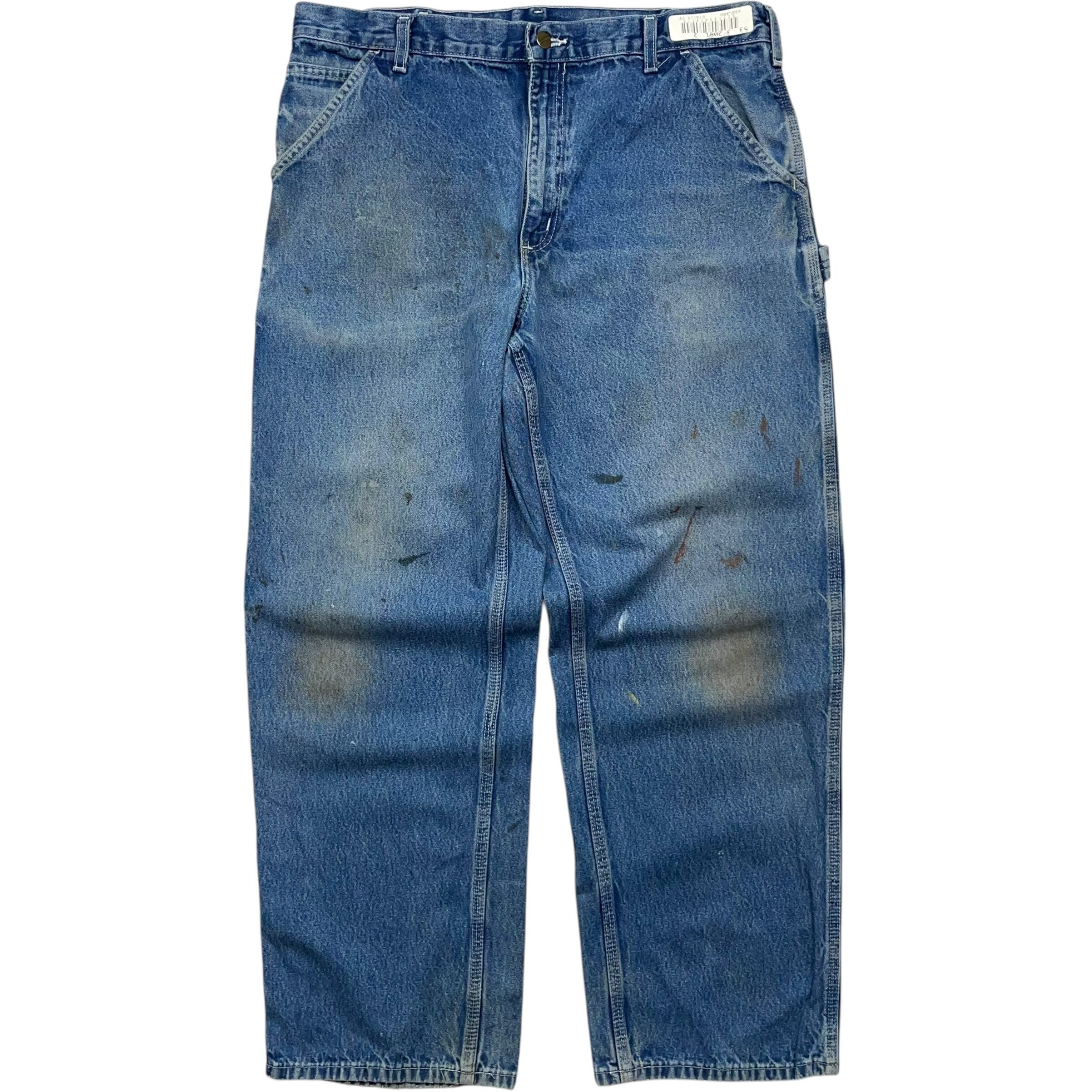 《実寸 W36L30》 Carhartt カーハート デニムパンツ ペンキ ブルー no.5093
