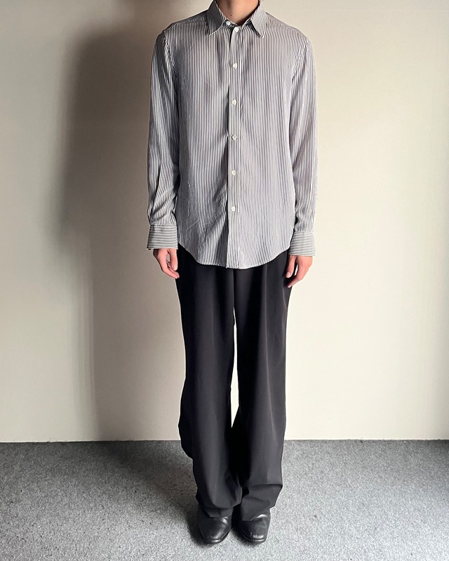 【CELINE】basic stripe compact silk shirt