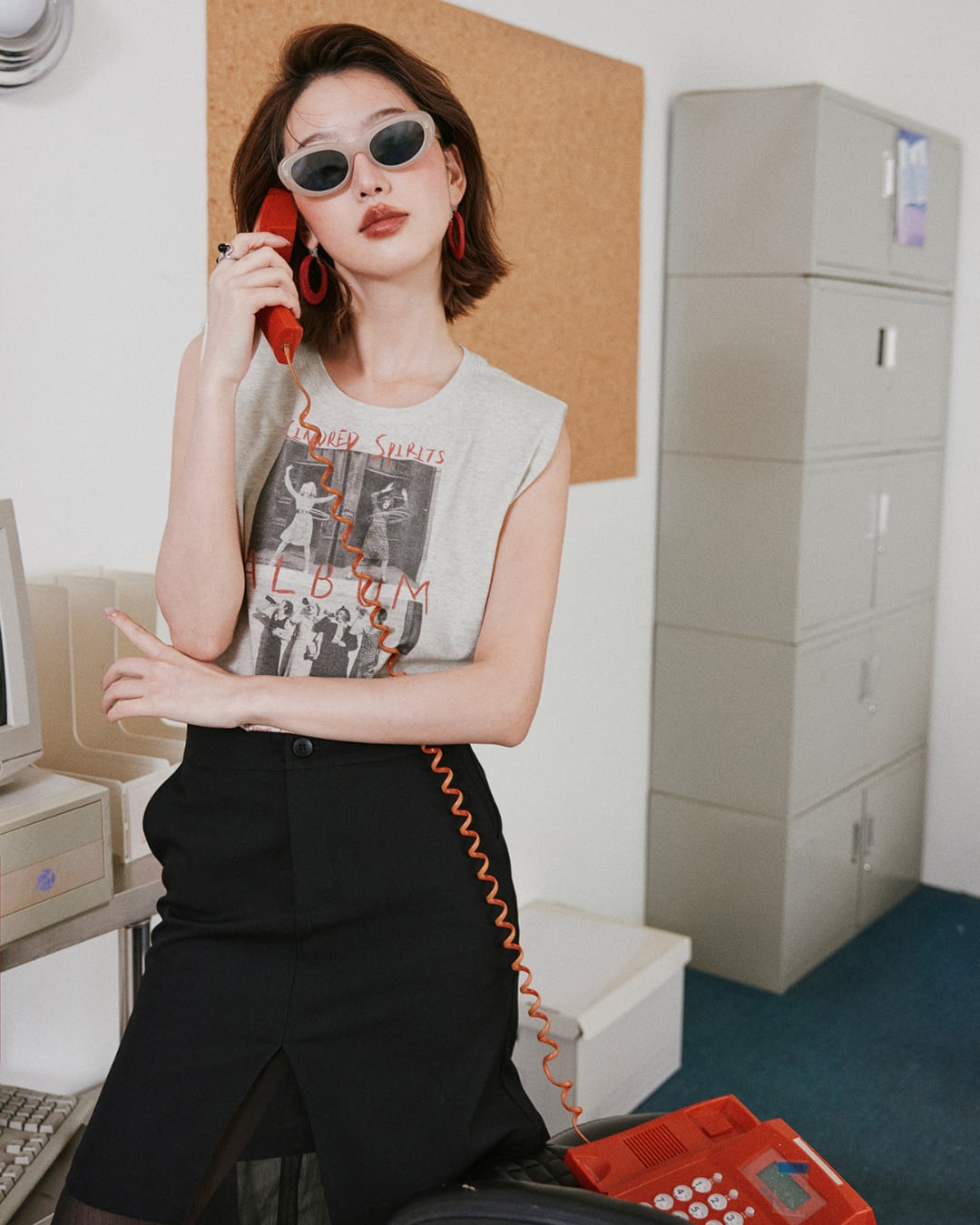 フォトプリントショルダーパッドTシャツ S26512