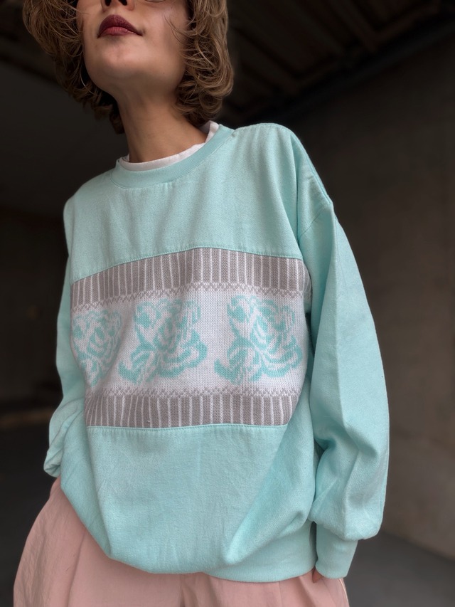 （CS2215）pastel rose knit detail sweat
