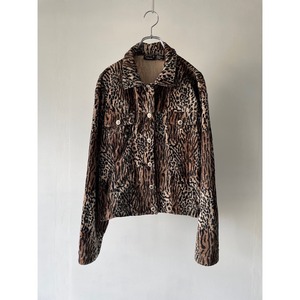 leopard pattern velours tracker jacket
