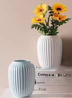 花瓶 フラワーベース セラミック 一輪挿し おしゃれ 置物 かわいい シンプル 花器 インテリア ホームデコ オシャレ 置き物 オーナメント クリエイティブ 陶器 ドライフラワー 造花 花入れ 円柱形 かびん ブルー ホワイト 2種類　大