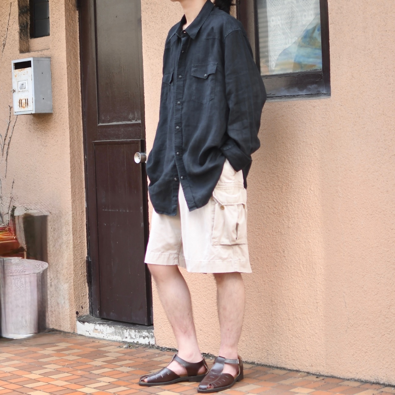 black linen design western shirt