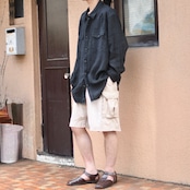 black linen design western shirt