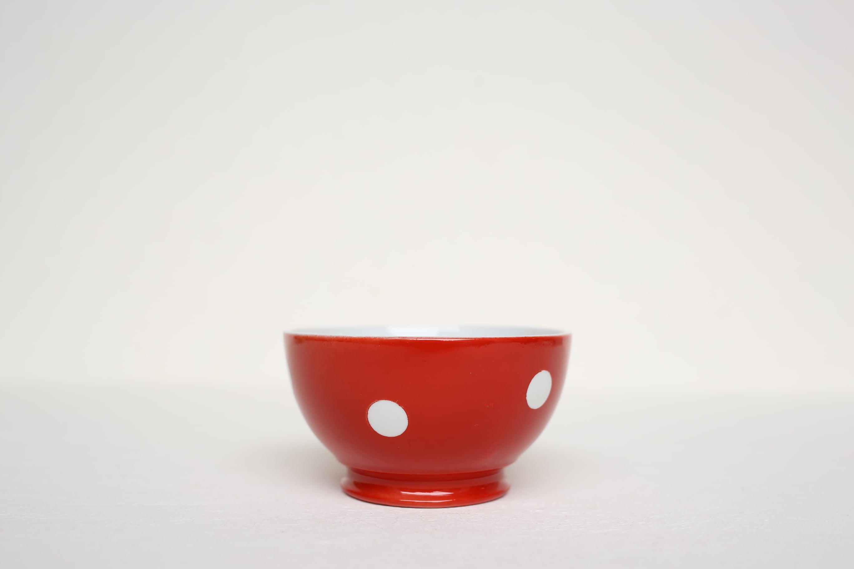 フランス アンティーク ヴィンテージ Longchamp ロンシャン 水玉 カフェオレボウル 赤 N-01842R