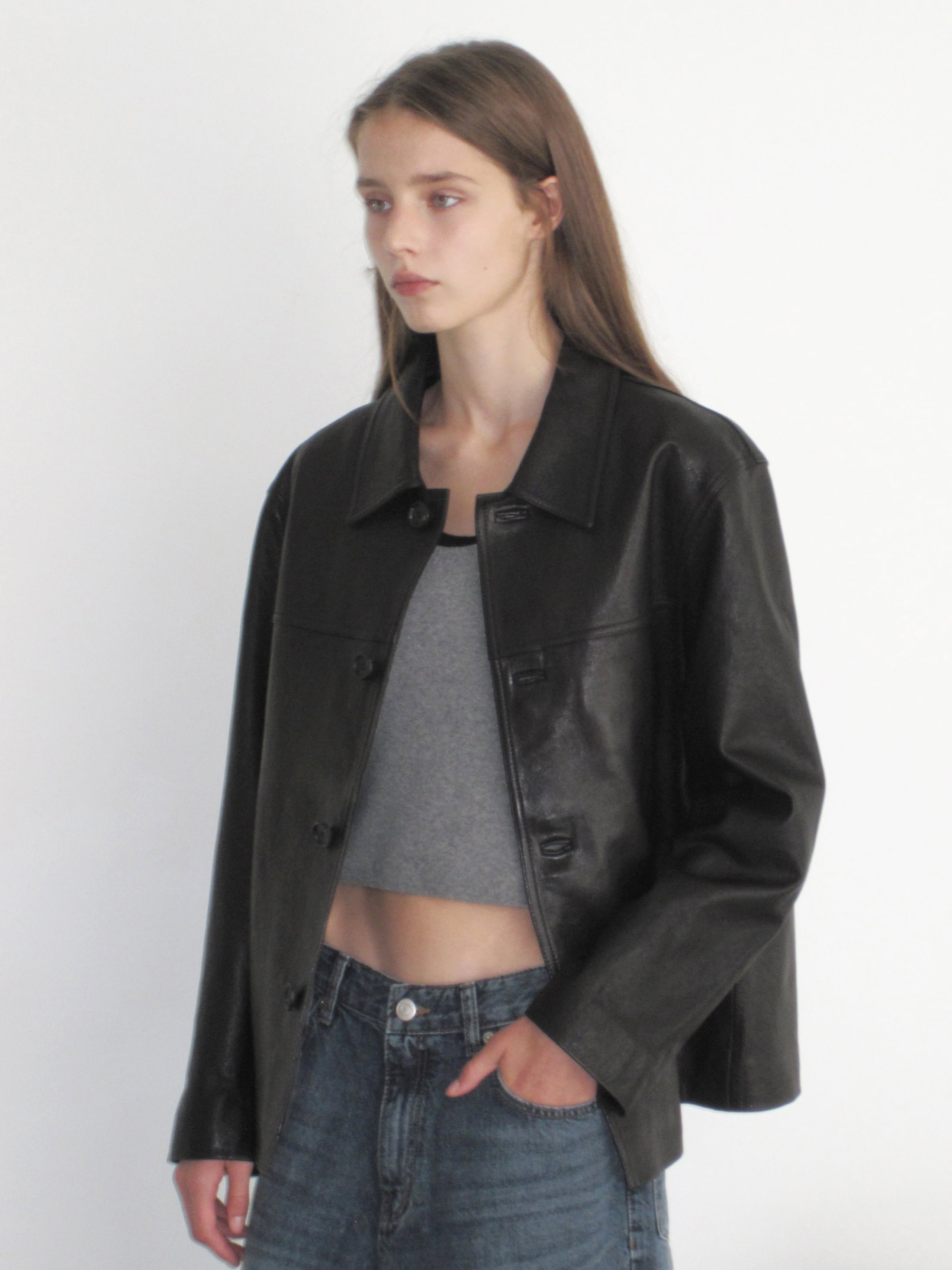 ☆ SHINee テミン 着用！！【LOW CLASSIC】LAMBSKIN LEATHER CAR COAT