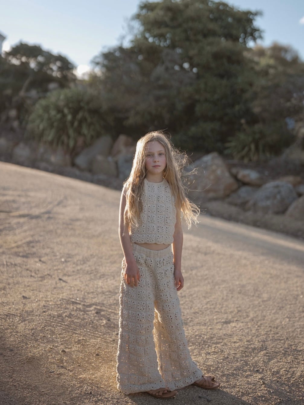 【即納/送料無料】son and daughter / Alba Crochet Pants