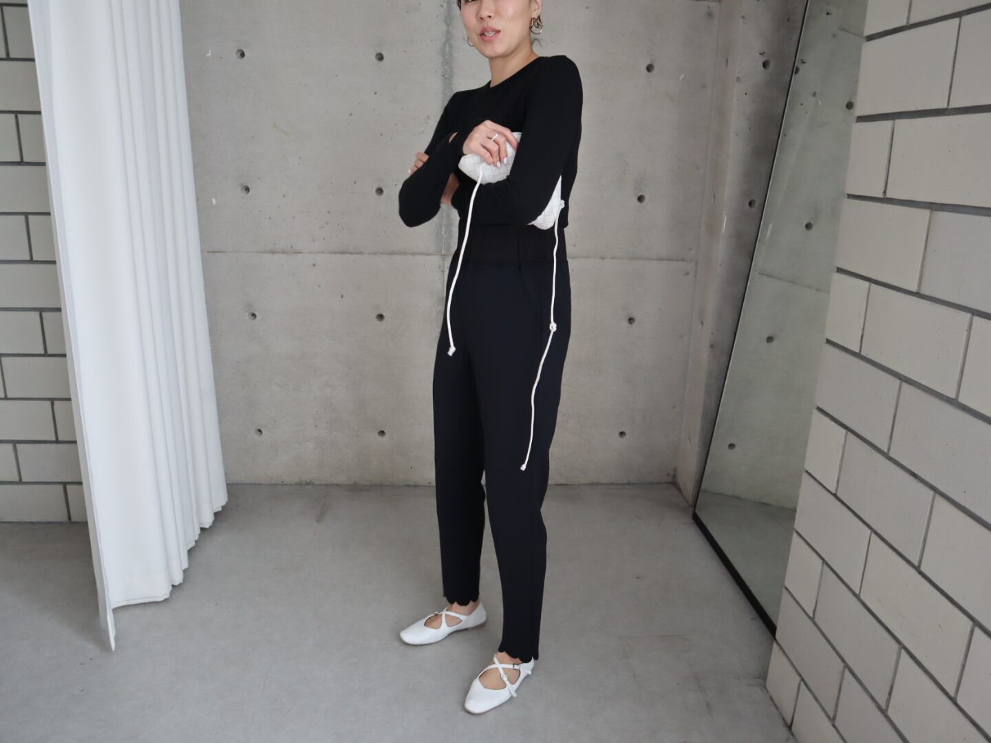 eLLa  日本製 scallop leggings pants  S