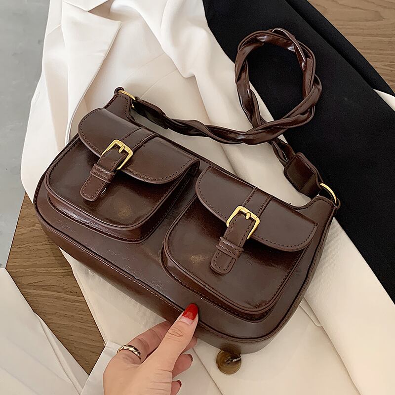 レトロレディースワンショルダー脇の下スモールバッグ女性2020人気の新しい流行のファッションネットセレブワイルドニッチメッセンジャーバッグ Tiancai_Wing_Bag37789697092