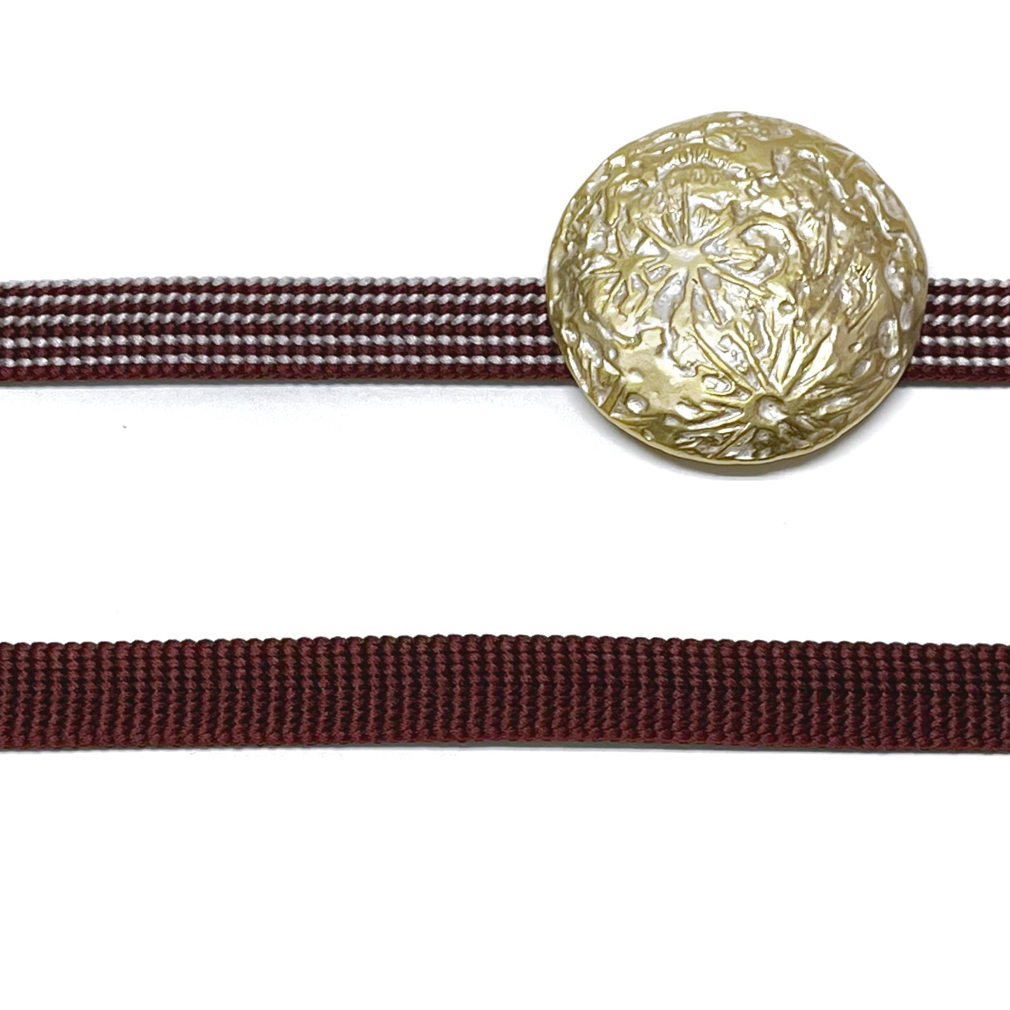 新品未使用　五嶋紐 バッグ　ゴールド系網目模様ハンドバッグ 新品】ストライプ模様のリバーシブル五嶋紐三分紐(潤朱色) | きもの楸