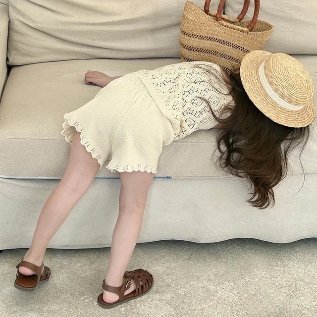 【取寄】おしゃれ上級者になれちゃう！鍵編みがかわいいサマーニットのセットアップ