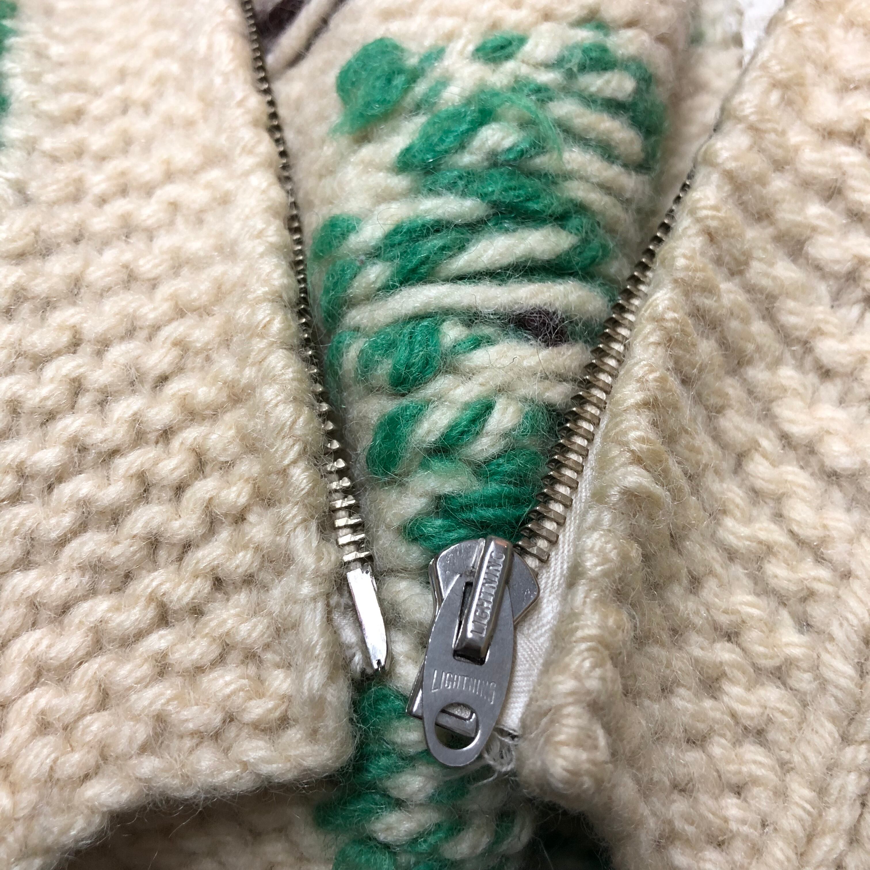 60s LIGHTNING ジッパー使用 ショールカラー カウチン セーター 60s LIGHTNING ジッパー使用 ショールカラー カウチン セーター