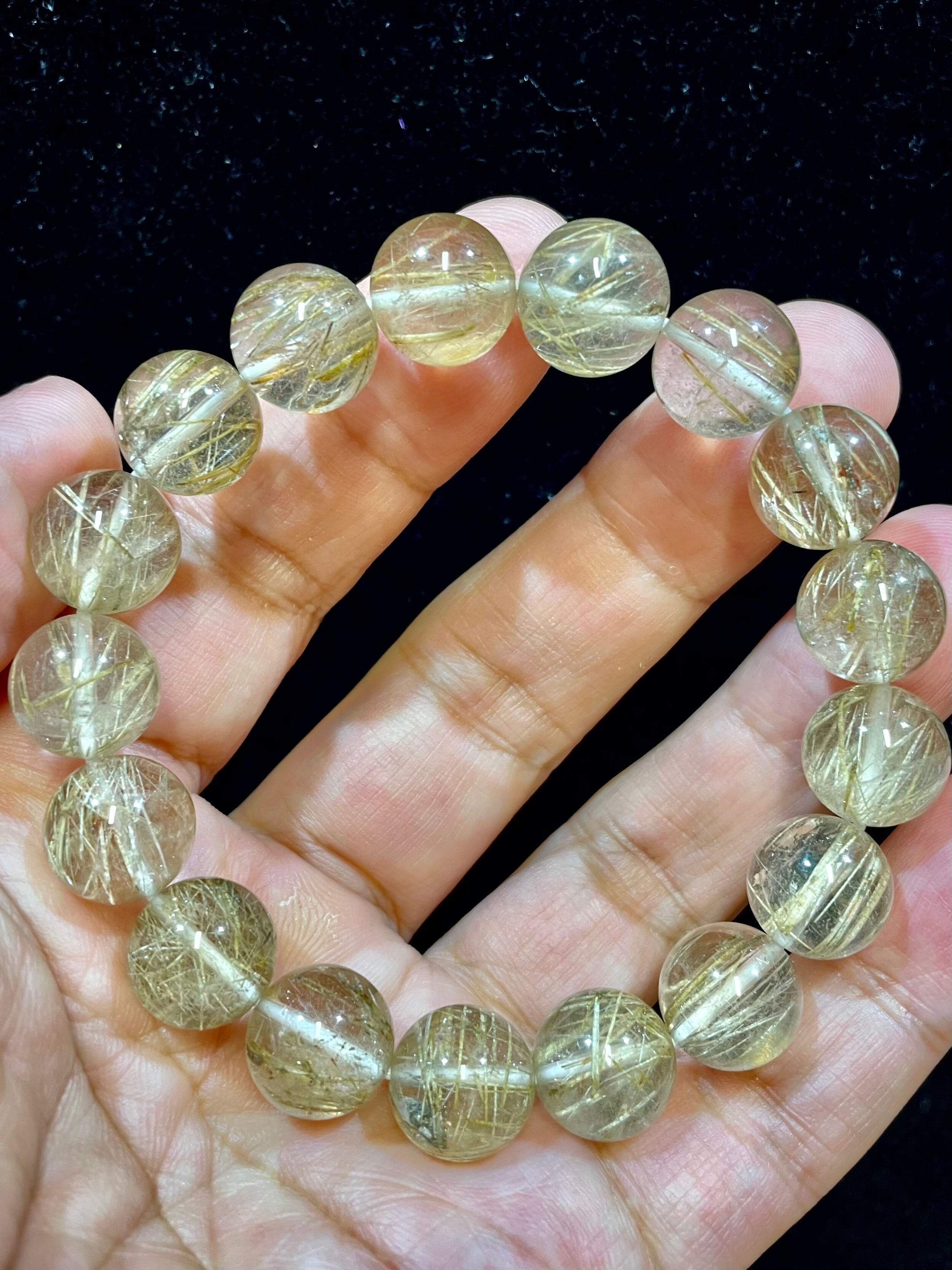 2) 超レア!「スタラクティティック・マイカinクオーツ」ブレスレットL