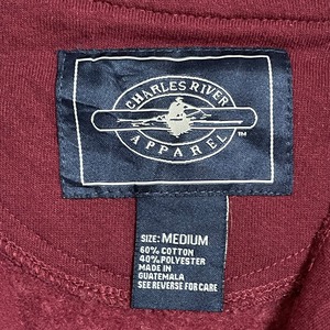 CHARLES RIVER ハーフジップ スウェット KINGS PARK アーチロゴ プルオーバー トレーナー M バーガンディ US古着