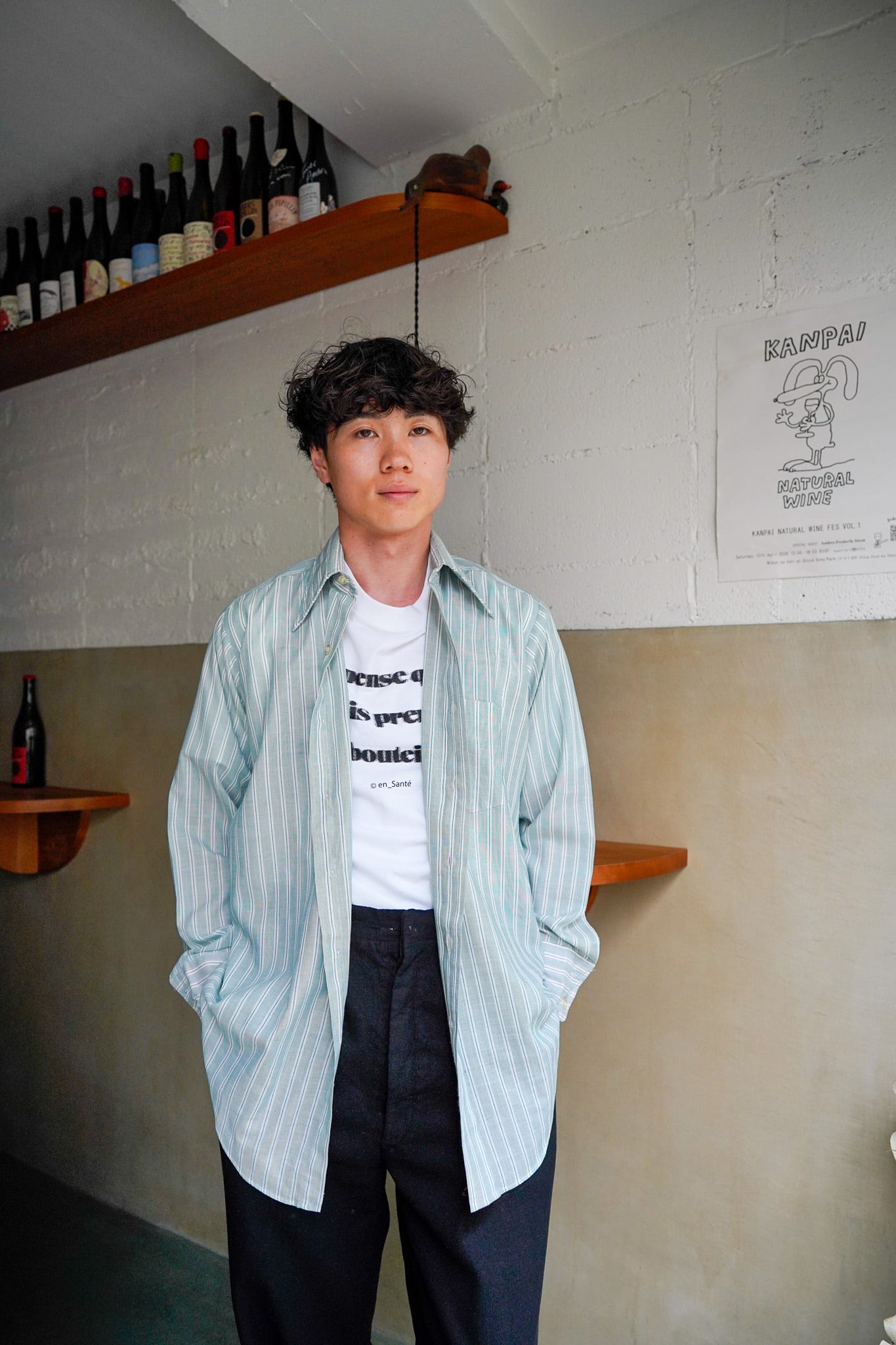 【1990s】"Bond's" Polyester & Cotton Stripe Shirts / 6-248