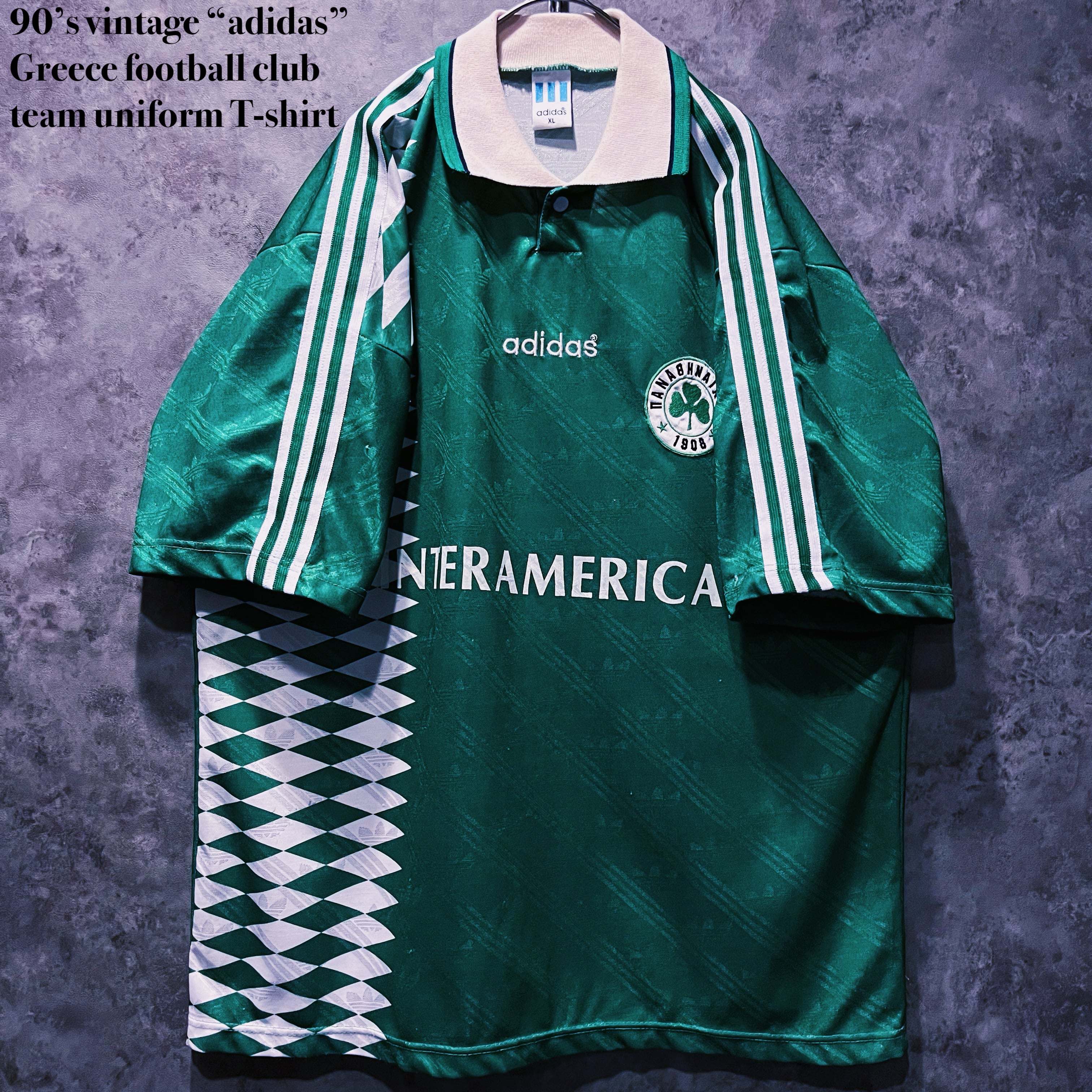 【doppio】90’s vintage “adidas” Greece football club team uniform T-shirt
