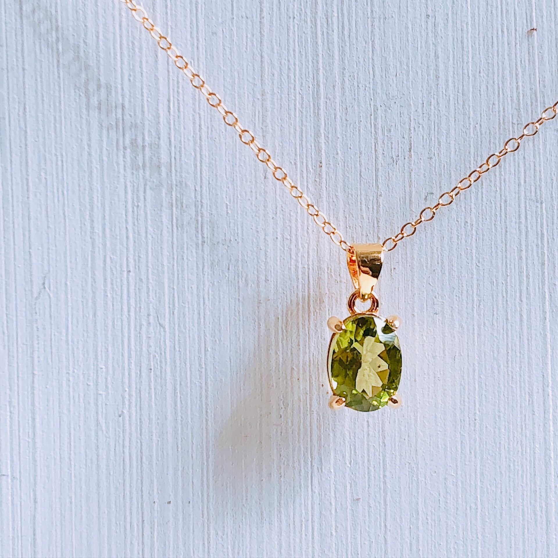 宝石質ペリドット ネックレス 宝石質ペリドット14kgf製ネックレス 約40cm 8×6mm 8月誕生石 Peridot