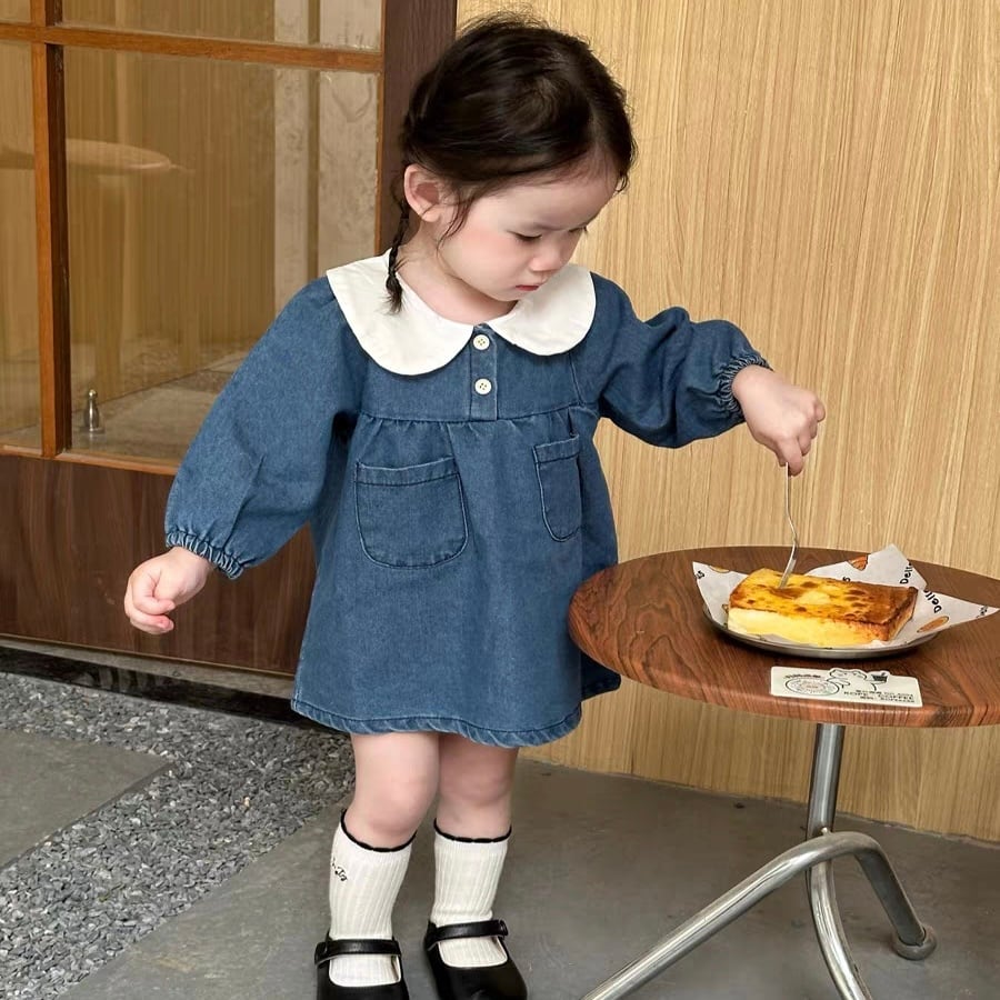 collar denim onepiece