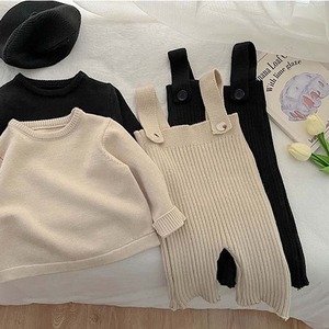 春の新作　 サロペットORニット　上下セット　ホワイト　ブラック　男女兼用