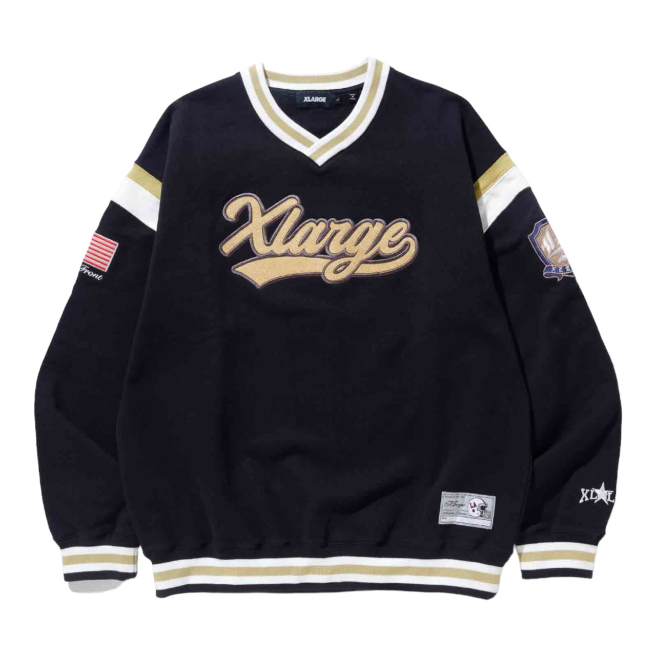 大人気 XLARGE BASEBALL LOGO EMBROIDERED V NECK SWEATSHIRT XLARGE】BASEBALL LOGO EMBROIDERED V NECK SWEATSHIRT