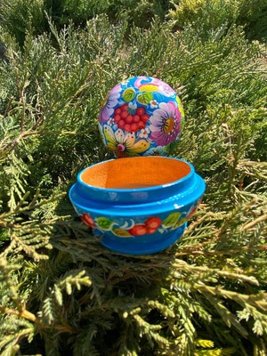 ペトリキフカ塗り　木製ジュエリーボックス・バルーン（ホメンコ作）　小物入れ